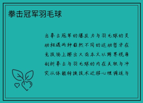 拳击冠军羽毛球